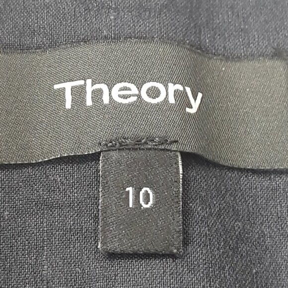 Theory Linen Blend Eco Crunch Wash Cropped Pants 10 High Rise Lagenlook Office - Picture 6 of 9